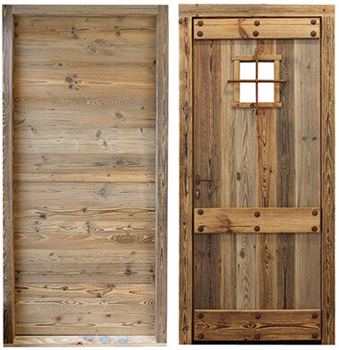 Porte vieux bois brûlé soleil Alberto